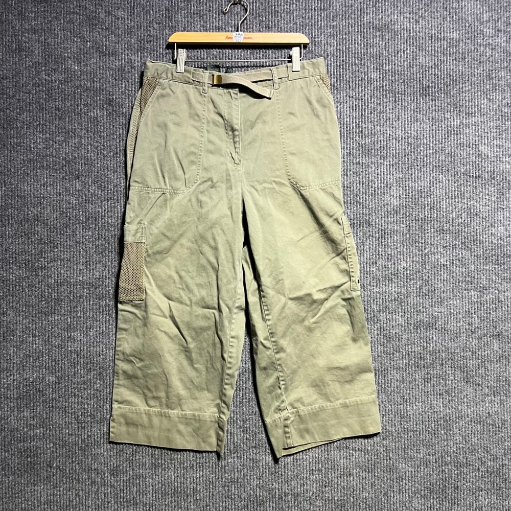 Vintage Lauren Ralph Lauren Crop Pants Womens 14 Green Safari Cargo Utility